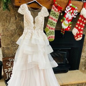 Rare Patricia South Bridal Gown Scalloped Chest